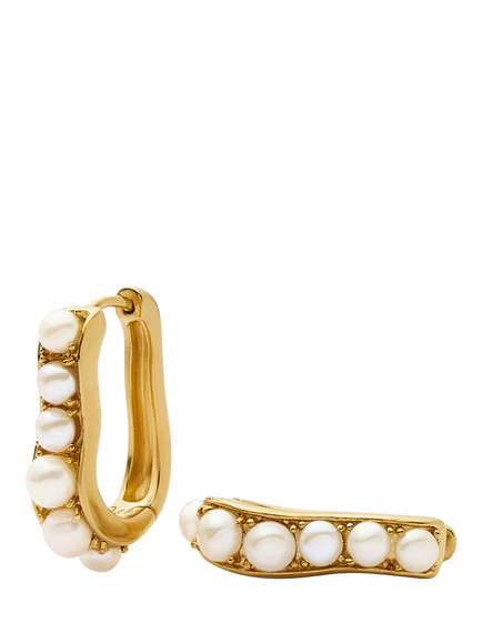 Missoma Ovate Pearl Hoop Earrings, Gold, Gold
