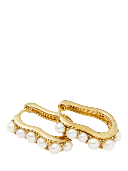 Missoma Ovate Pearl Hoop Earrings, Gold - view 2, Gold