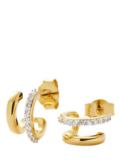 Missoma Classic Double Huggie Hoop Earrings, Gold, Gold