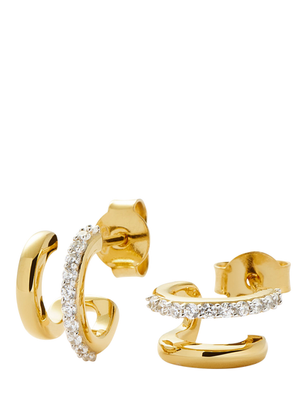 Missoma Classic Double Huggie Hoop Earrings, Gold, Gold
