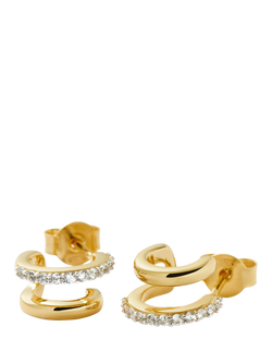 Missoma Classic Double Huggie Hoop Earrings, Gold - view 2, Gold