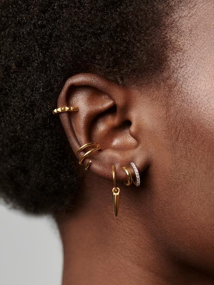 Missoma Classic Double Huggie Hoop Earrings, Gold - view 2, Gold