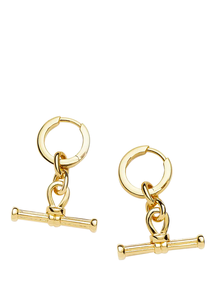 Missoma T-Bar Charm Huggie Hoop Earrings, Gold
