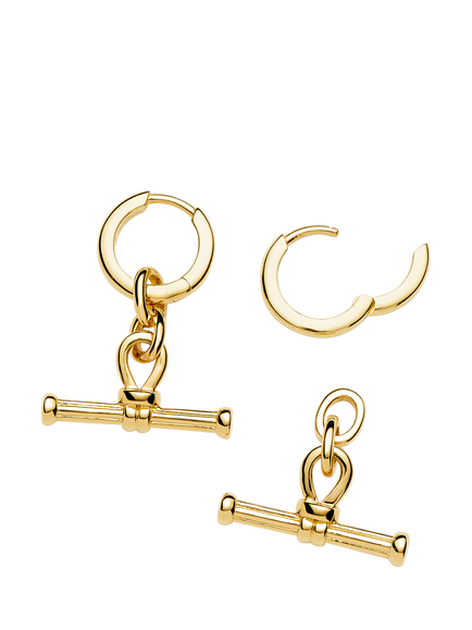 Missoma T-Bar Charm Huggie Hoop Earrings - view 2, Gold