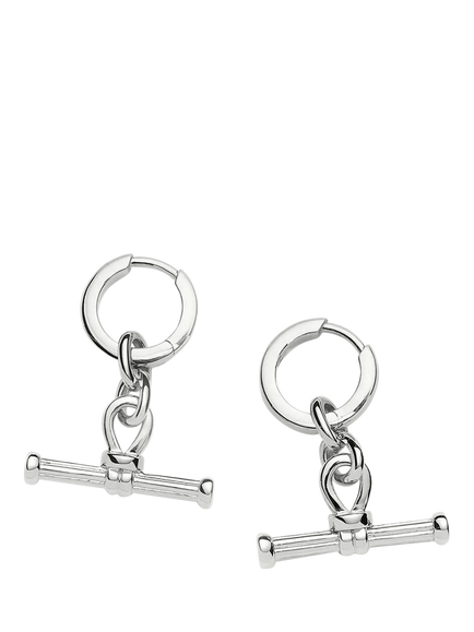 Missoma T-Bar Charm Huggie Hoop Earrings, Silver