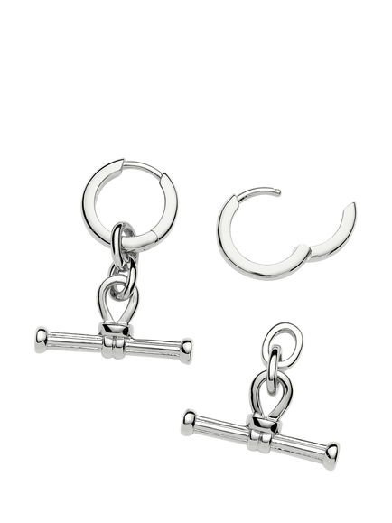 Missoma T-Bar Charm Huggie Hoop Earrings - view 2, Silver