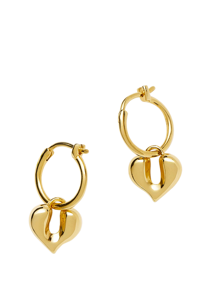 Missoma Heart Charm Hoop Earrings, Gold