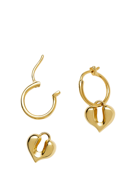 Missoma Heart Charm Hoop Earrings - view 2, Gold
