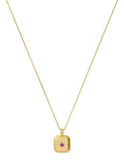 Missoma Birthstone Ridged Pendant Necklace, February/Amethyst