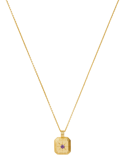 Missoma Birthstone Ridged Pendant Necklace, February/Amethyst
