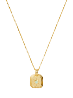 Missoma Birthstone Ridged Pendant Necklace, March/Chalcedony