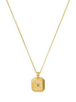 Missoma Birthstone Ridged Pendant Necklace, August/Peridot