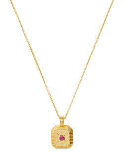 Missoma Birthstone Ridged Pendant Necklace, July/Ruby