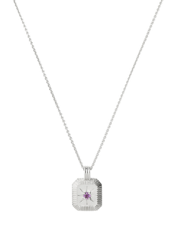 Missoma Birthstone Ridged Pendant Necklace, Silver/February/Amethyst