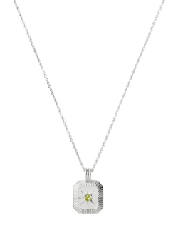 Missoma Birthstone Ridged Pendant Necklace, Silver/August/Peridot