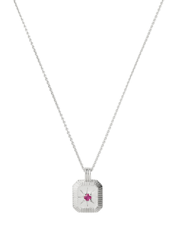 Missoma Birthstone Ridged Pendant Necklace, Silver/July/Ruby
