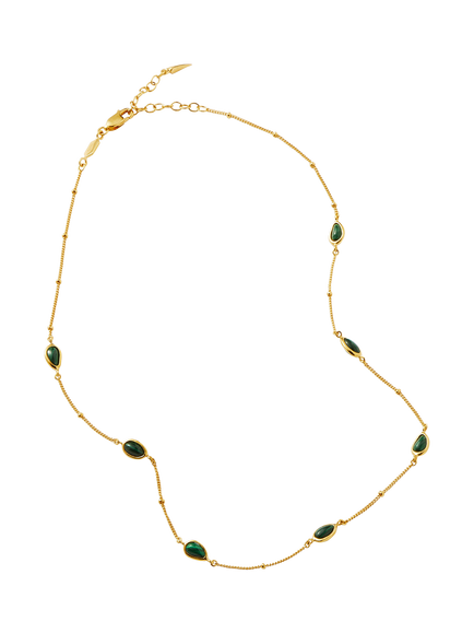 Missoma Molten Gemstone Choker Necklace, Gold/Malachite - view 2, Gold/Malachite