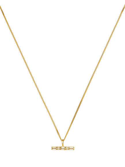 Missoma Lucy Williams Crystal T-Bar Necklace, Gold, Gold