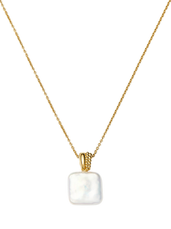 Missoma Square Baya Pendant Necklace, Gold/Pearl, Gold/Pearl