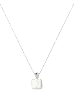 Missoma Square Pearl Baya Pendant Necklace, Silver, Silver