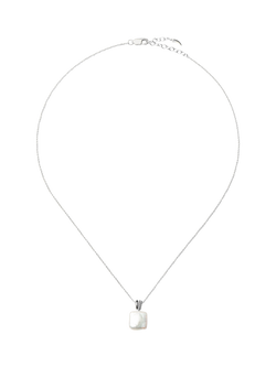 Missoma Square Pearl Baya Pendant Necklace, Silver - view 2, Silver