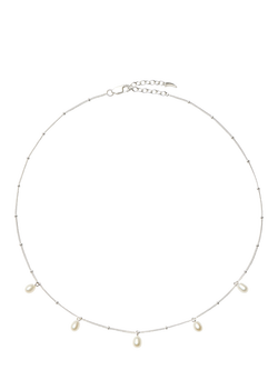 Missoma Pearl Charm Choker Necklace, Silver
