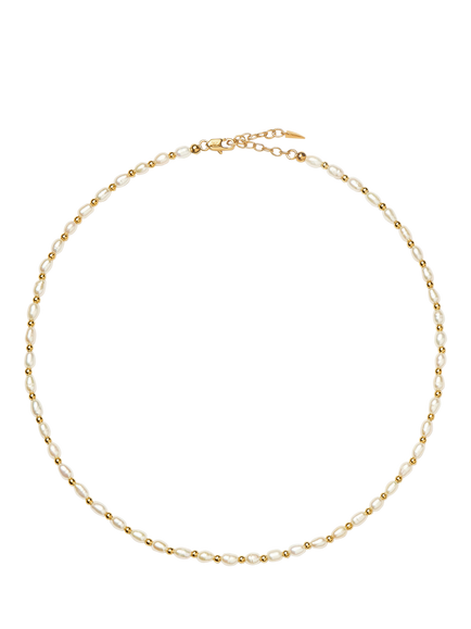 Missoma Beaded Pearl Choker Necklace, Gold, Gold