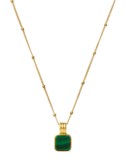 Missoma Square Malachite Pendant Necklace, Gold, Gold