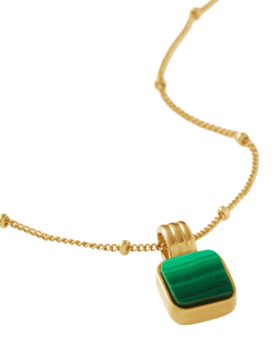 Missoma Square Malachite Pendant Necklace, Gold - view 2, Gold