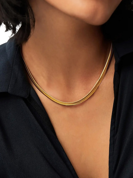 Missoma Classic Wide Snake Chain Necklace, Gold - view 2, Gold