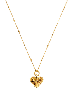 Missoma Ridge Heart Charm Pendant Necklace, Gold