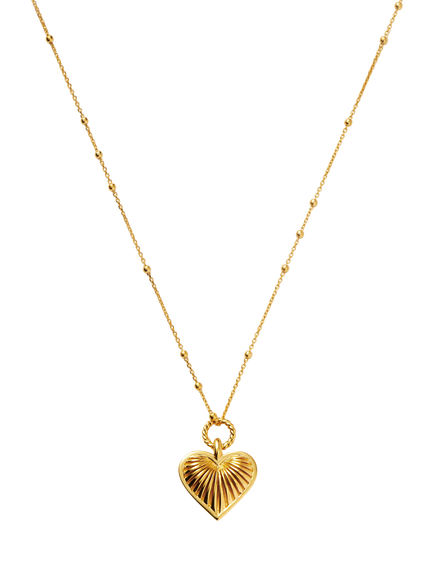 Missoma Ridge Heart Charm Pendant Necklace, Gold