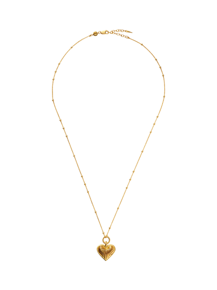 Missoma Ridge Heart Charm Pendant Necklace - view 2, Gold