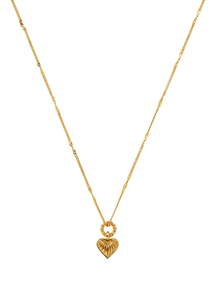Missoma Mini Ridge Heart Charm Pendant Necklace, Gold