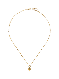Missoma Mini Ridge Heart Charm Pendant Necklace - view 2, Gold