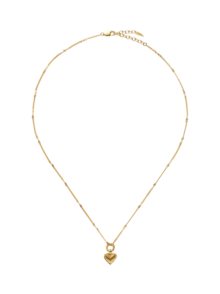 Missoma Mini Ridge Heart Charm Pendant Necklace - view 2, Gold