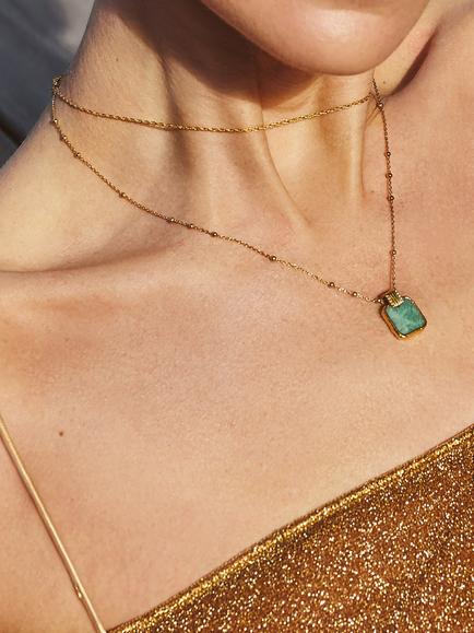 Missoma Lena Charm Necklace - view 2, Gold/Amazonite