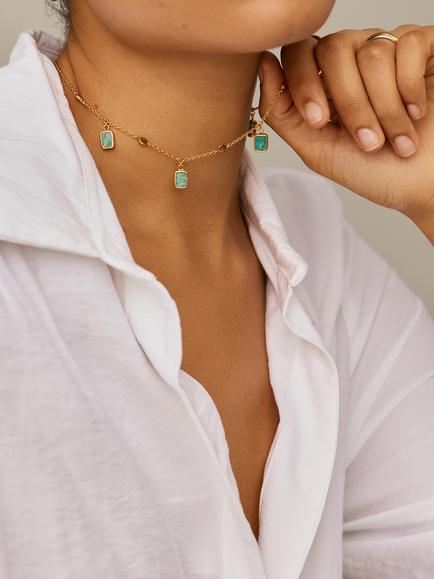 Missoma Lena Charm Choker Necklace - view 2, Gold/Amazonite