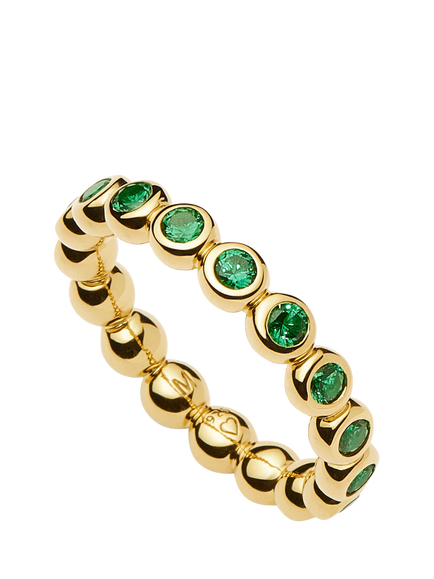 Missoma Beaded Eternity Stacking Ring, Gold/Green, Gold