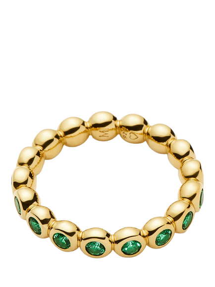 Missoma Beaded Eternity Stacking Ring, Gold/Green - view 2, Gold/Green