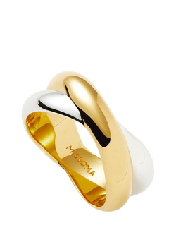 Missoma Chunky Cross Over Statement Ring, Gold/Silver, Gold/Silver