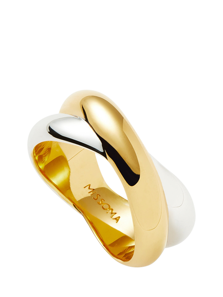 Missoma Chunky Cross Over Statement Ring, Gold/Silver, Gold/Silver