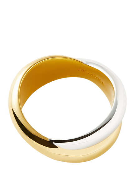 Missoma Chunky Cross Over Statement Ring, Gold/Silver - view 2, Gold/Silver