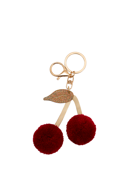 Mimi & Lula Kids' Pom-Pom Cherries Keyring, Red, Red