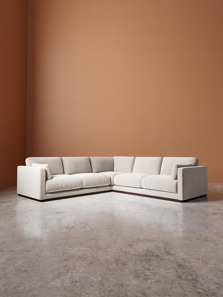 Swoon Alesund 5 Seater Corner Sofa - view 2, Crushed Velvet Ecru