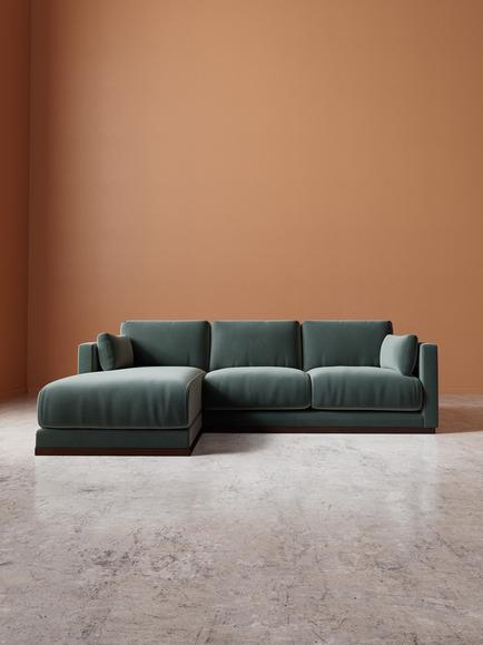 Swoon Alesund Large 3 Seater LHF Corner End Sofa - view 2, Crushed Velvet Hydro