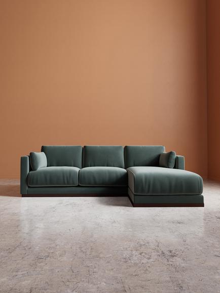 Swoon Alesund Large 3 Seater RHF Corner End Sofa - view 2, Crushed Velvet Hydro
