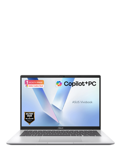 ASUS Vivobook 14 Copilot+ Laptop, Intel Core Ultra 5 Processor, 16GB RAM, 512GB SSD, 14” WUXGA, Silver, Silver