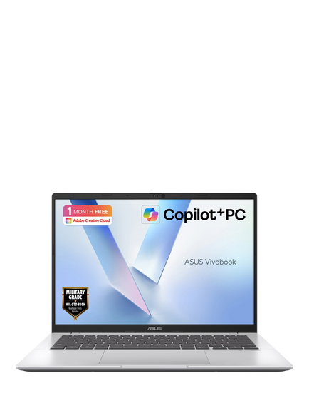 ASUS Vivobook 14 Copilot+ Laptop, Intel Core Ultra 5 Processor, 16GB RAM, 512GB SSD, 14” WUXGA, Silver, Silver