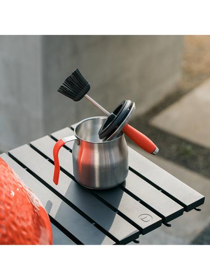 Kamado Joe Krafted Stainless Steel BBQ Basting Pot & Brush - view 2, Stainless Steel/Red